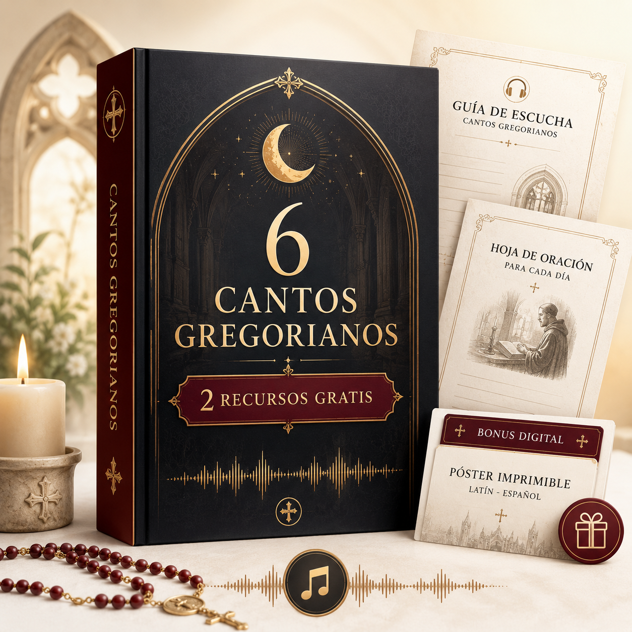 Pack digital de 6 cantos gregorianos del Universo Kreutza con recursos gratis para meditacion, autoestima y salmodias